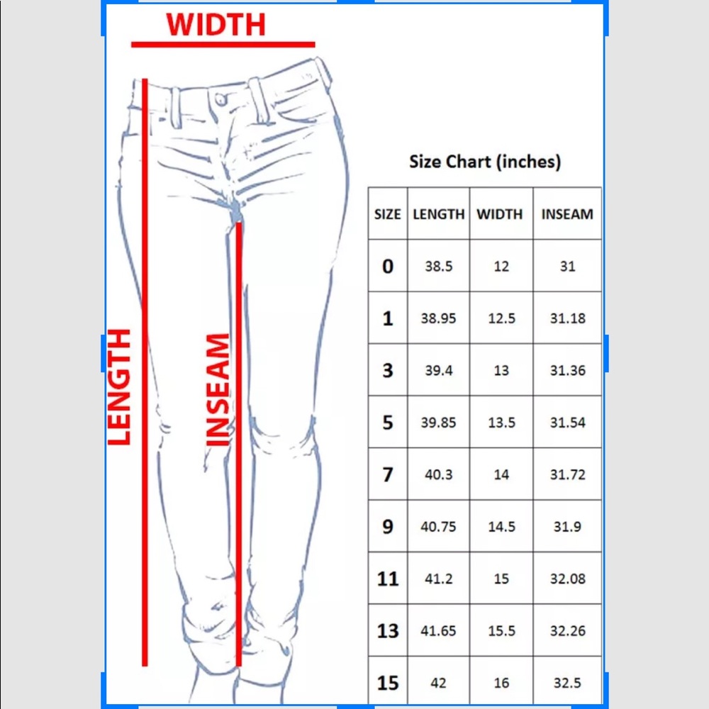 Jean/Pant Measuring and Size Graphic #2